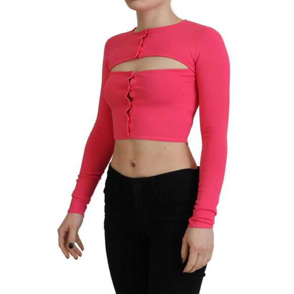 Dsquared² Pink Viscose Knit Open Chest Long Sleeves Women's Top (Pre-Owned) - Picture 2 of 5